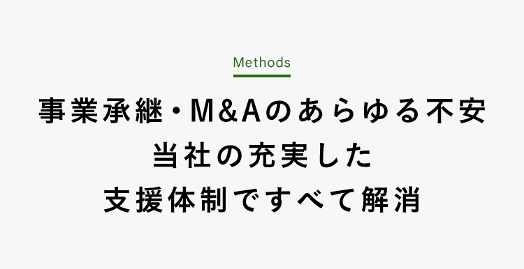 事業承継・M&Aのあらゆる不安 当社の充実した支援体制ですべて解消